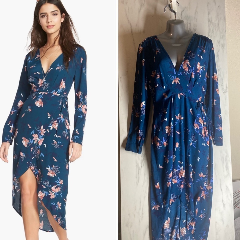 ASTR the Label Wrap Front High Low Dress Floral Size Medium Floral